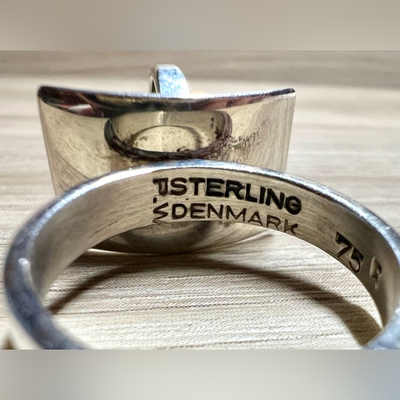 Denmark Designer Signed Poul Warmind Modernist Sterling Silver Amethyst Ring - Picture 8 of 13